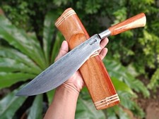"Cuchillo de camping machete tailandés personalizado E-nep disco de arado forjado grabado, palo de rosa"