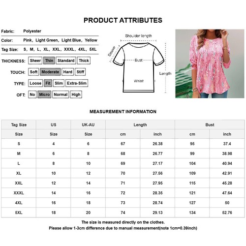 Women Print T-Shirt Tunic Top Ladies Crew Neck Long Sleeve Casual Holiday Blouse - Picture 4 of 16