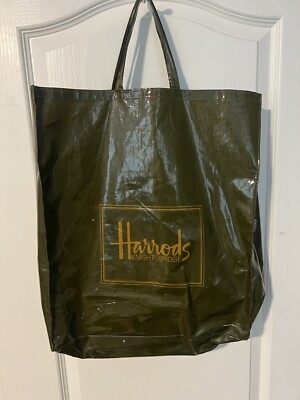 Harrods Green PVC Plastic Vinyl Tote Shopping Grocery Bag