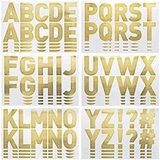 232 Pieces 24 Sheets Large Stickers Big Font Alphabet Number Letter Gold