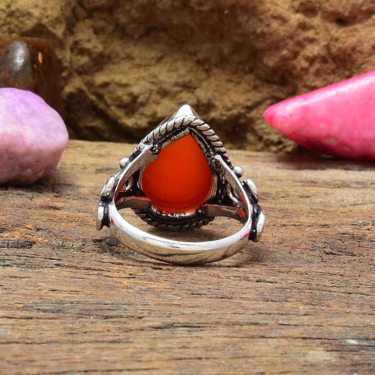 Dazzling Red Carnelian Gemstone 925 Sterling Silver Handmade Ring