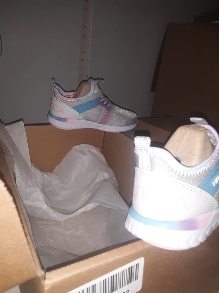 Nautica PARKS Tenis Zapatos Atléticos Sin Cordones Gris Rosa NIÑO PEQUEÑO talla 13 #00p Foto 4 de 4