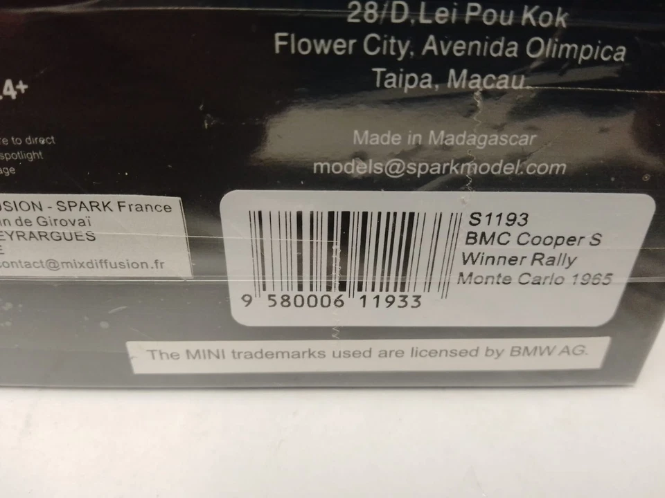 Spark BMC Cooper S #52 Makinen winner Rally Monte Carlo 1965 1/43 S1193 - Immagine 3 di 3