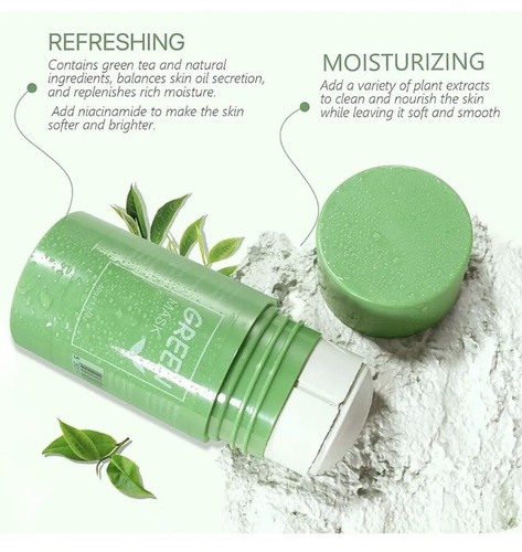 2x Green Tea Purifying Clay Mask Stick Facial Deep Cleansing Pore Acne Remover - Picture 8 of 10
