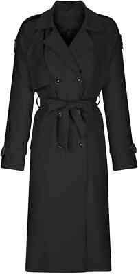 Handmade New Women Trench Long Coat Black Lambskin Leather Stylish Casual Winter