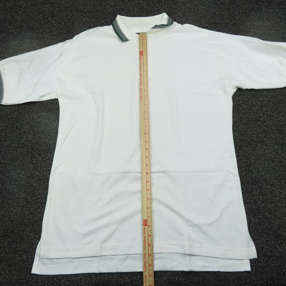 Camisa Polo Sahara Adulto Grande Blanca y Verde Manga Corta Golf Informal Para Hombre Foto 4 de 4