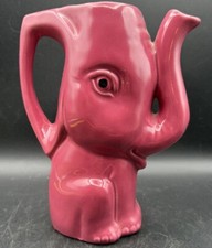 Vintage Invento Pink Elephant Pitcher Made In England Signed MCM Kitsch OO