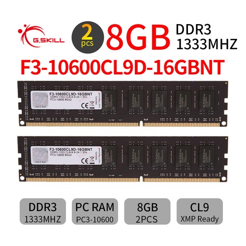 G.SKILL 16GB Kit 2x 8GB DDR3 PC3-10600U 1333MHz 240Pin CL9 Desktop Memory RAM BT
