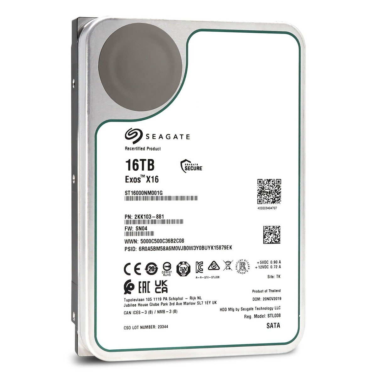 Seagate 16TB Exos X16 SATA 6Gb/s 7200RPM 3.5