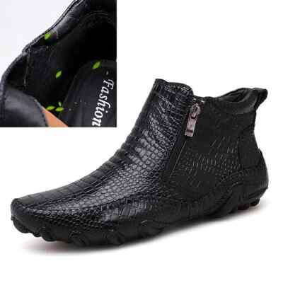 Classic Men Leather Ankle Boots Waterproof Non Slip Snow Boots Warm Sneakers