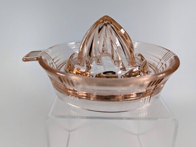 Rare Hazel Atlas Pink Criss Cross Tab Handle Reamer Depression Glass