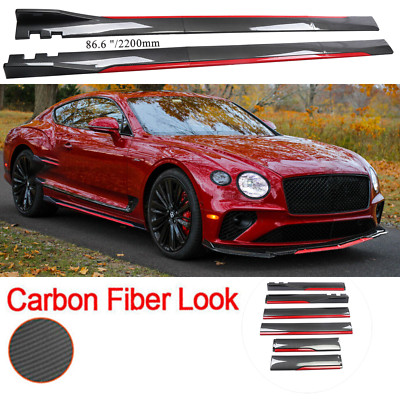Carbon Fiber Look 86.6'' Side Skirt Extension Spoiler Splitter For Bentley Conti