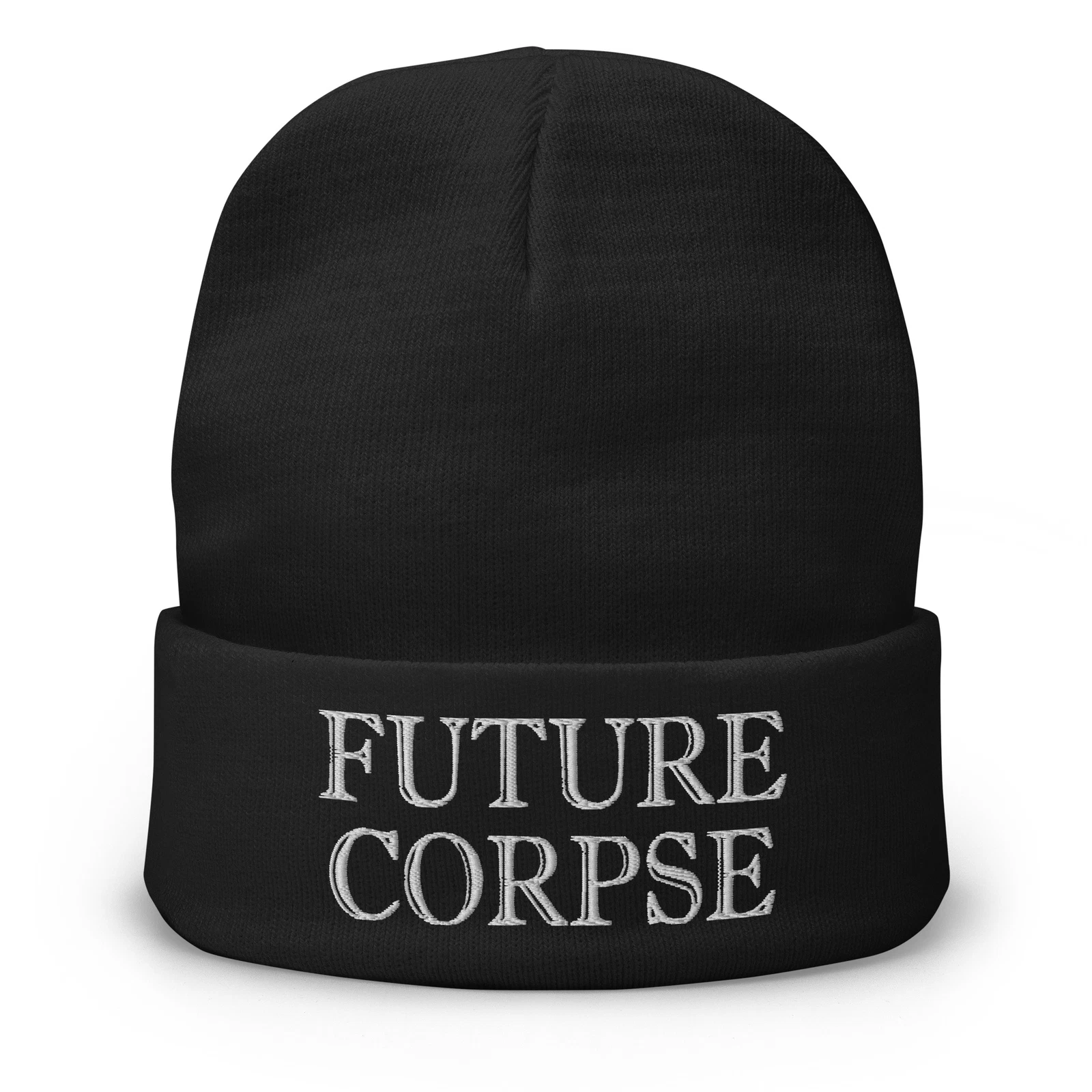 Future Corpse Embroidered Cuff Beanie Original Goth Design