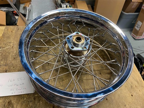 5.5x16 RK Excel Chrome Rim Wheel Harley Shovelhead Evo Chopper Rear SS Spokes