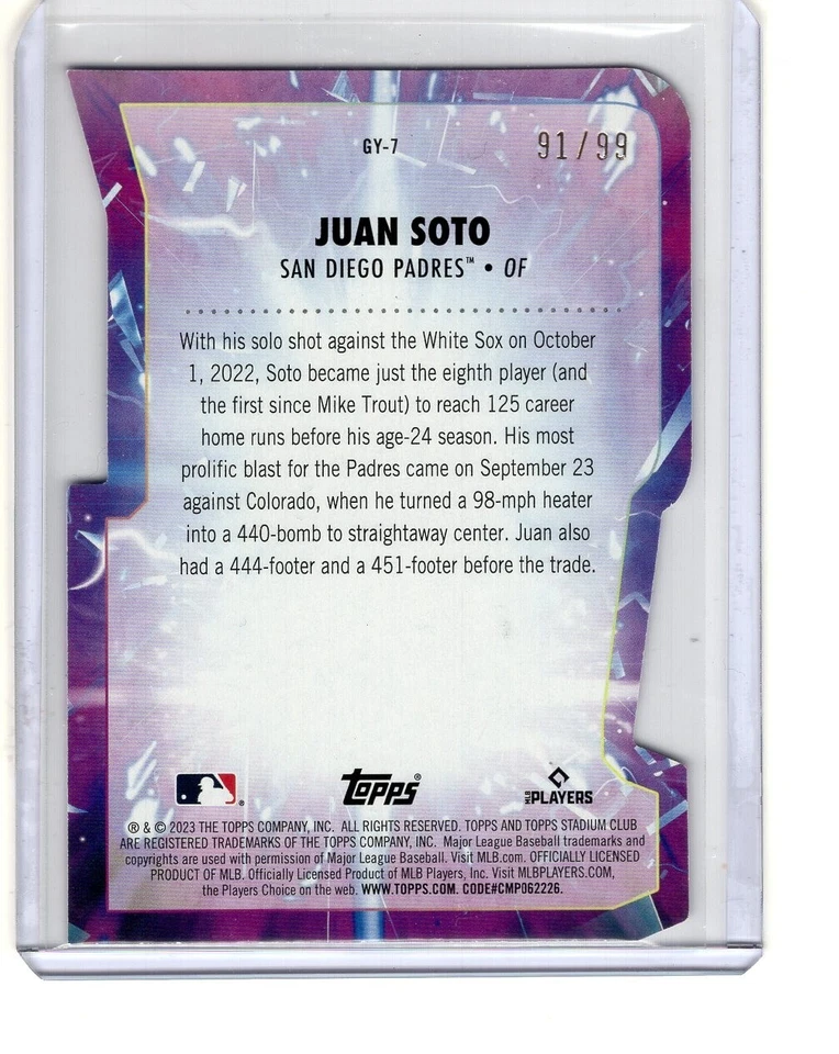 2023 Topps Stadium Club - Goin' Yard #GY-7 Juan Soto /99 - Image 2 of 2