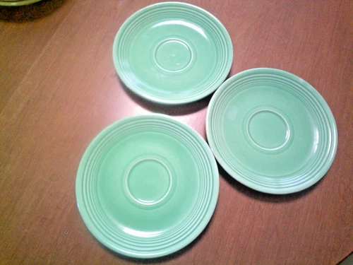 (3) Vintage Homer Laughlin  FIESTA Green Tea Saucer  ~ Fiestaware