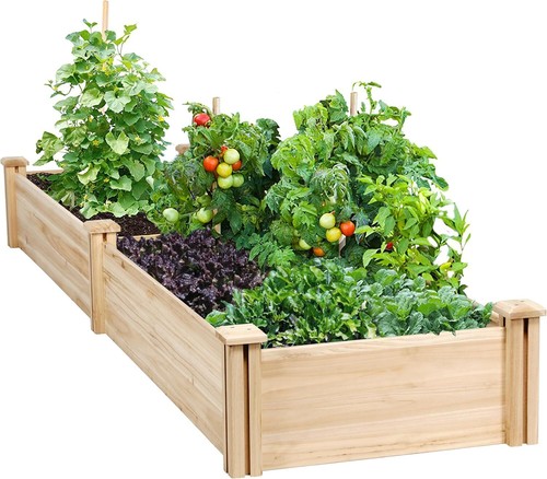 Yaheetech 8×2ft Wooden Horticulture Raised Garden Bed Divisible Elevated