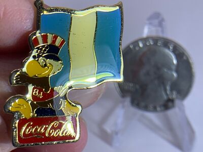 Olympic Memorabilia LA 1984 Flags Guatemala COCA-COLA Vintage Tack Pin V-7392