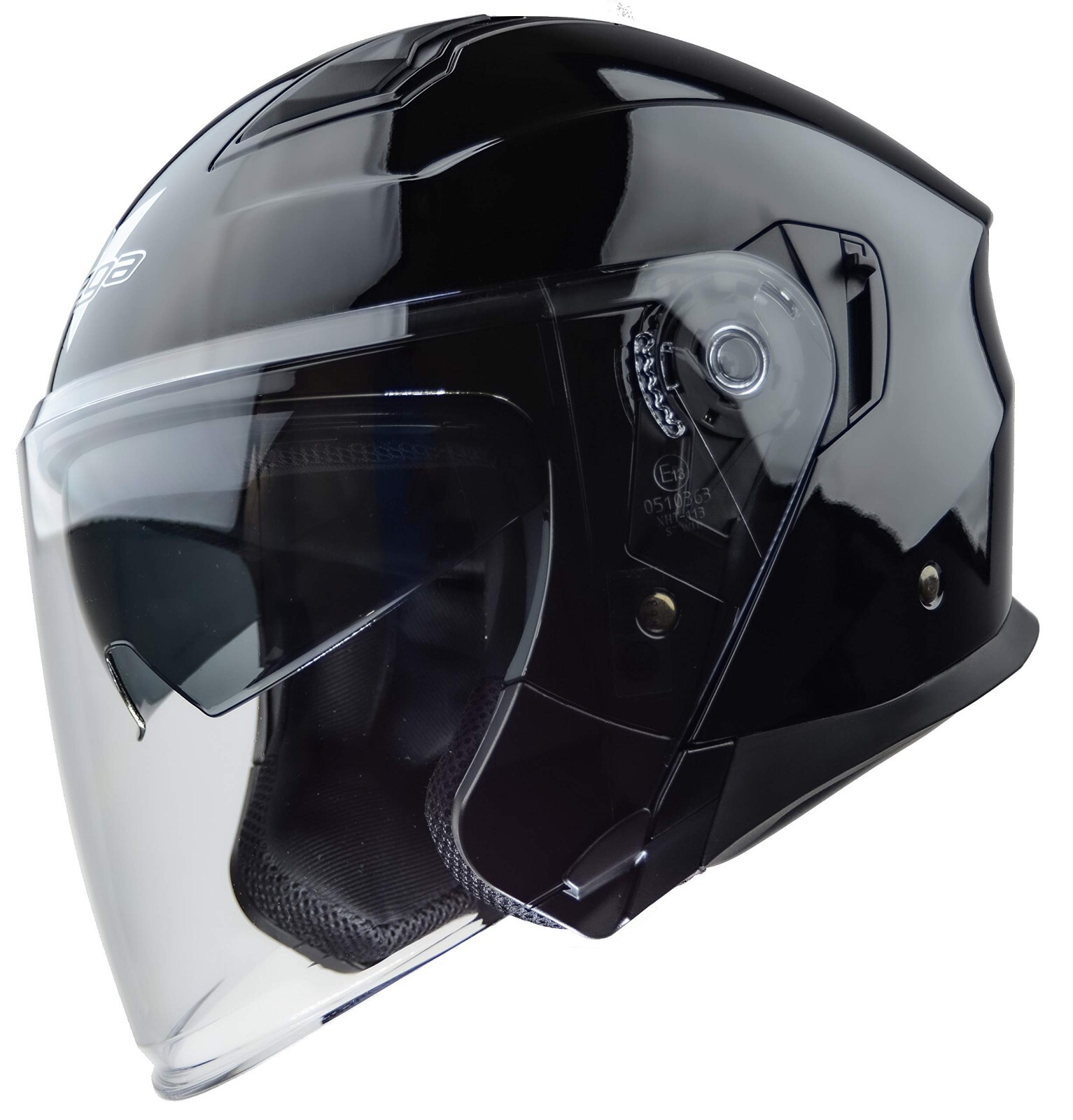 Magna Adult Open Face Motorcycle Helmet Small Gloss Black