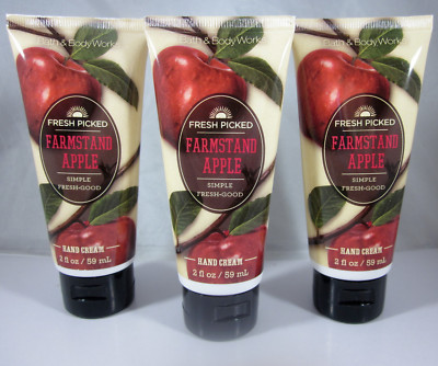 3 Bath & Body Works Hand Cream 2 oz shea butter vit e Farmstand Apple