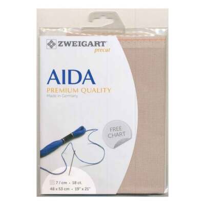 AIDA Zweigart Precute 18 ct. Fein-Aida 3793 Farbe 3021 nougat, Zählstoff für Kre