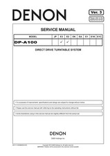 Service Manuel D'Instructions pour Denon DP-A100
