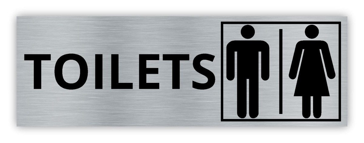 VSafety 71050AT-ACBRSH Toilettenschild 'Herren/Damen', 200x200 Mm, 3 Mm Gebürstetes Alu, Nach EN ISO 7010, Selbstklebend