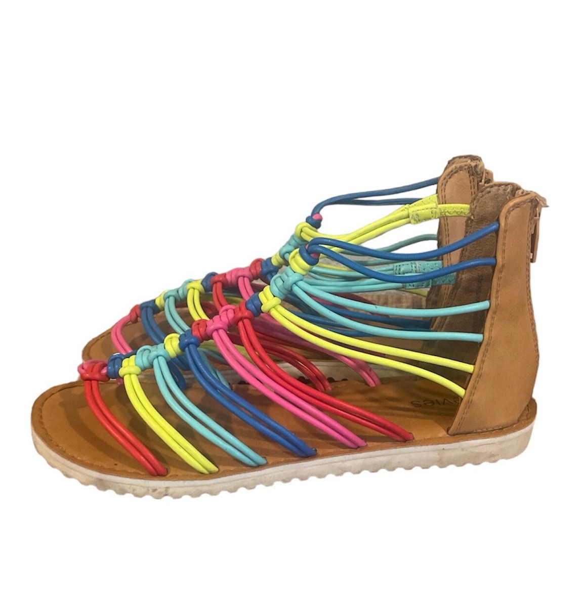 Stevie's Girls Rainbow Gladiator Sandals Rainbow Stretch Open