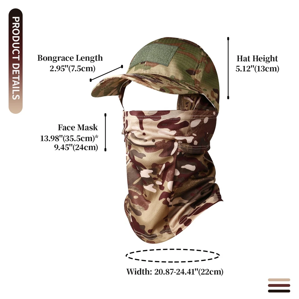 Senderismo Camuflaje Gorra Mascarilla Pesca Protección Solar Enfriamiento UV Cuello Polaina Foto 2 de 2