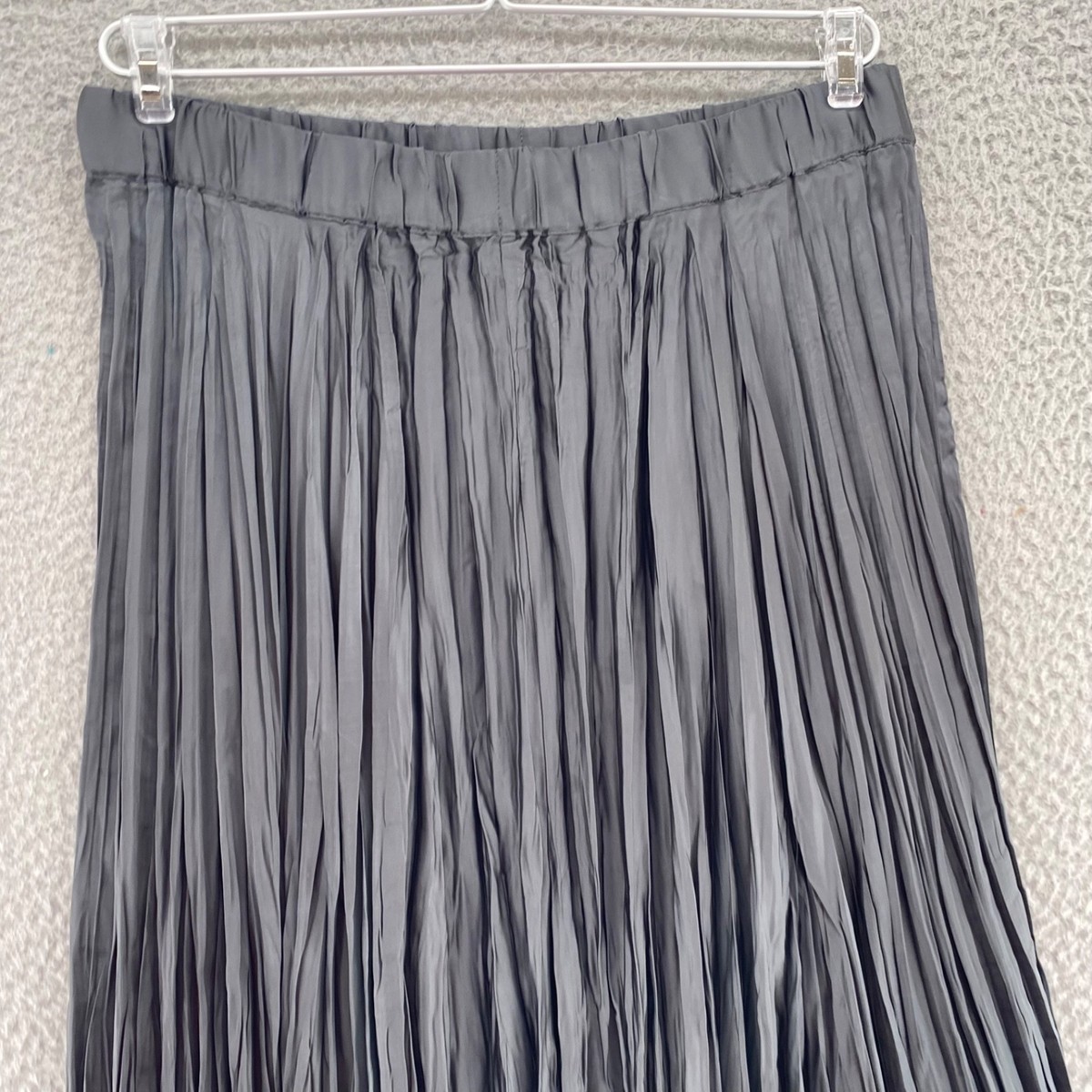 J Jill Skirt Womens Extra Small Gray Solstice Pleated Satin Midi