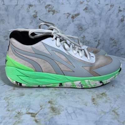 PUMA MB.02 Men's Size 8 Basketball Shoes White Green Gray Athletic Mid Sneakers