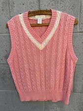 Vintage Golf Sweater Vest Scott & Sterling Pink Mercerized Cotton Preppy Medium