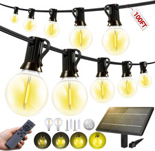 100FT Solar Lights Outdoor Waterproof: G40 30M Shatterproof Bulbs Patio Lights -