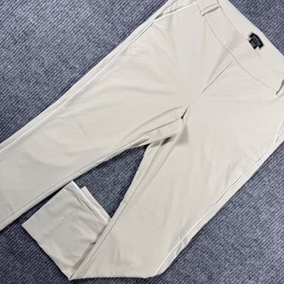 Golftini Womens Golf Pants Tan Beige White Side Stripe Stretch Side Zip Size L