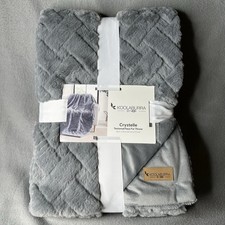 KOOLABURRA by UGG Crystelle Textured Faux Fur Throw Blanket 50 x 70 Gray NWT