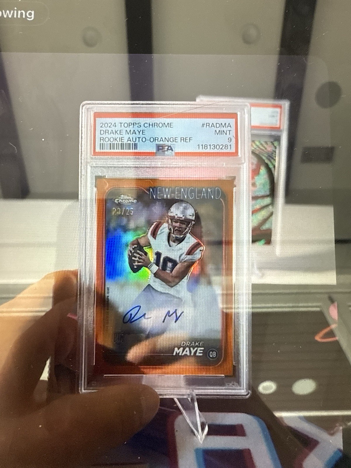 2024 Topps Chrome - Rookie Autographs Drake Maye Orange Refractor /25 Psa 9