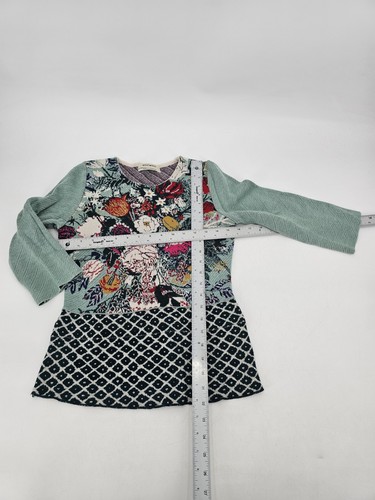 Anthropologie Aldomartins Sweater Womens XS Blue Floral Wool Blend Sweater - Picture 3 of 6