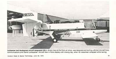 Lockspeiser LDA1 Land Development Aircraft British Prototype Vintage Mag Excerpt