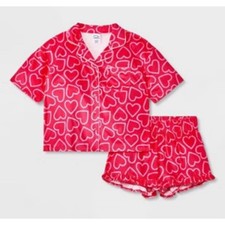 Art Class Target girls size XL 14 pink Red hearts 2 pc SS Sleepwear PJ  s NWT