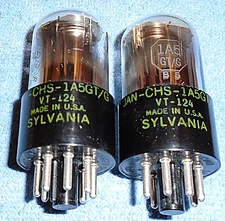 2 NOS Sylvania JAN CHS 1A5GT/G Vacuum Tubes VT-124 Audio for Vintage AM Radios