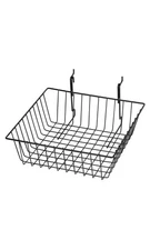 SSWBasics 12" x 12" x 4" Black Mini Grid Basket for Slatwall & Wire Grid
