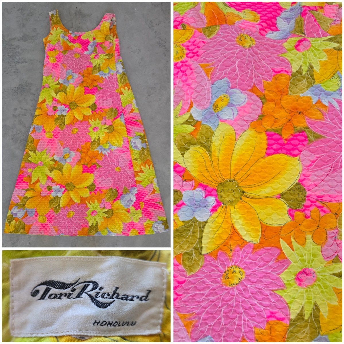 Vintag 60s 70s PSYCHEDELIC Tori Richard Muumuu HAWAIIAN Dress TIKI