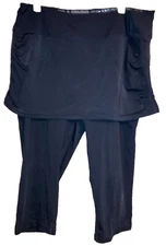 Coolibar Skirted Athletic Cropped Leggings XL Black UPF 50+ Beach Pool Modest