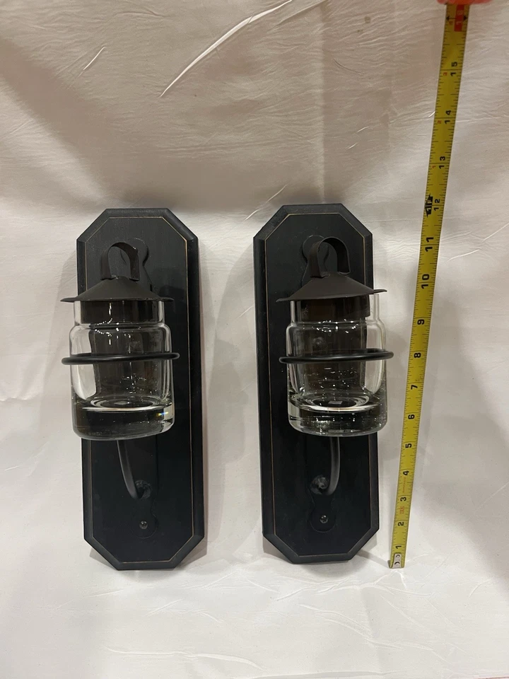 Aplique de pared negro hecho por Amish sostiene votivos o mini tarro velas o popurrí Foto 4 de 4