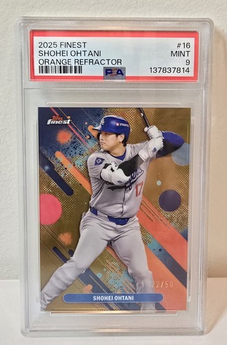 PSA ERROR 2025 Topps Finest Shohei Ohtani ORANGE/Gold Refractor 22/50 #16