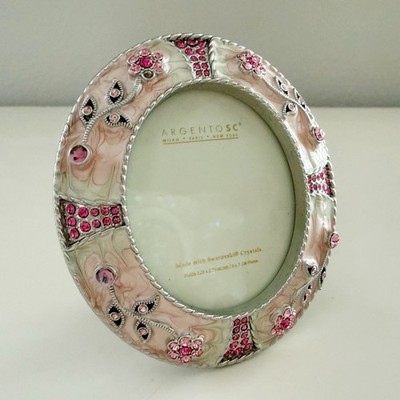 ARGENTO SC Oval Swarovski Crystal Embellished Picture Frame : 2.25 x 2.75 PINK