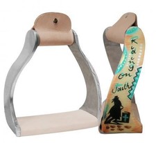 Showman Lightweight Twisted Angled Aluminum Stirrups-Painted "Riding on Faith"