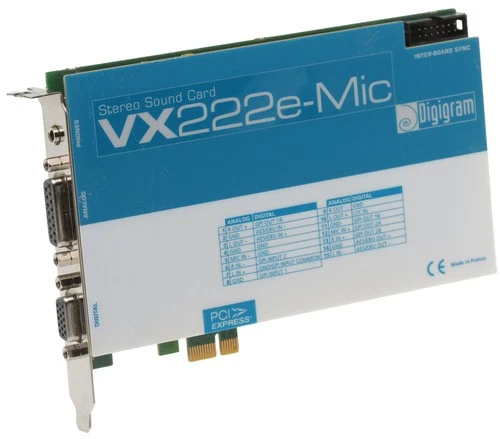 Digigram VX222e Mic 192KHz 24bit AES Digital Broadcast Audio PCIe Card w/ Preamp
