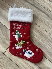 Baby  s 1st Christmas Stocking Red With Snowmen NWT