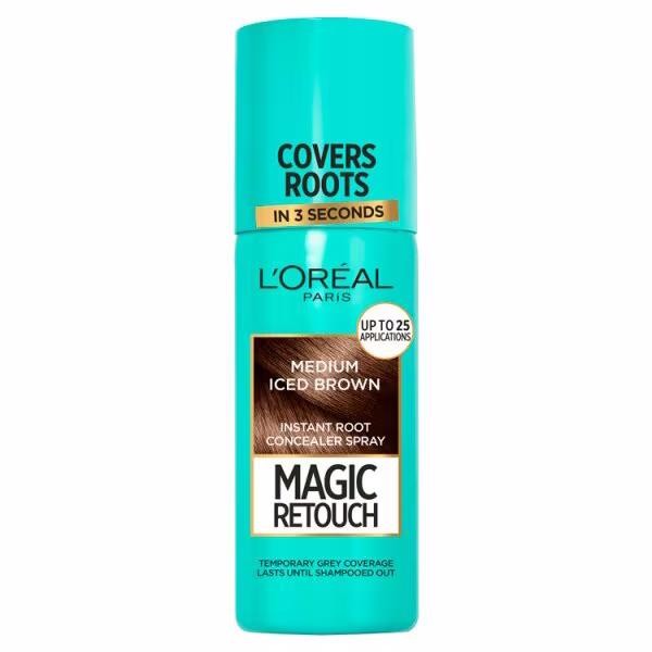 2 x L'Oreal Magic Retouch Instant Root Concealer Spray Medium Iced Brown 75ml